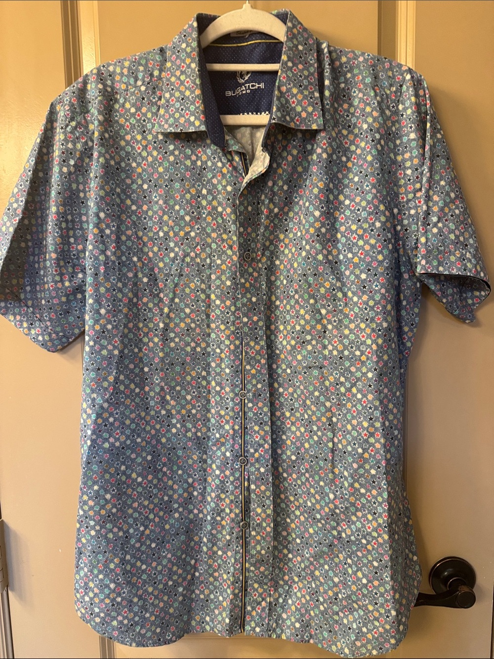 Bugatchi Multi-Color stars Short Sleeve Button-Down Shirt